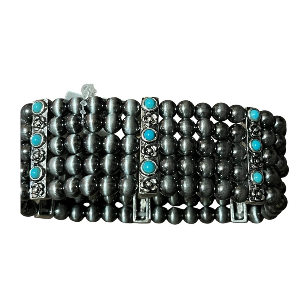 Angels & Outlaws•Silver Turquoise Rose Bracelet - Picture 2 of 5